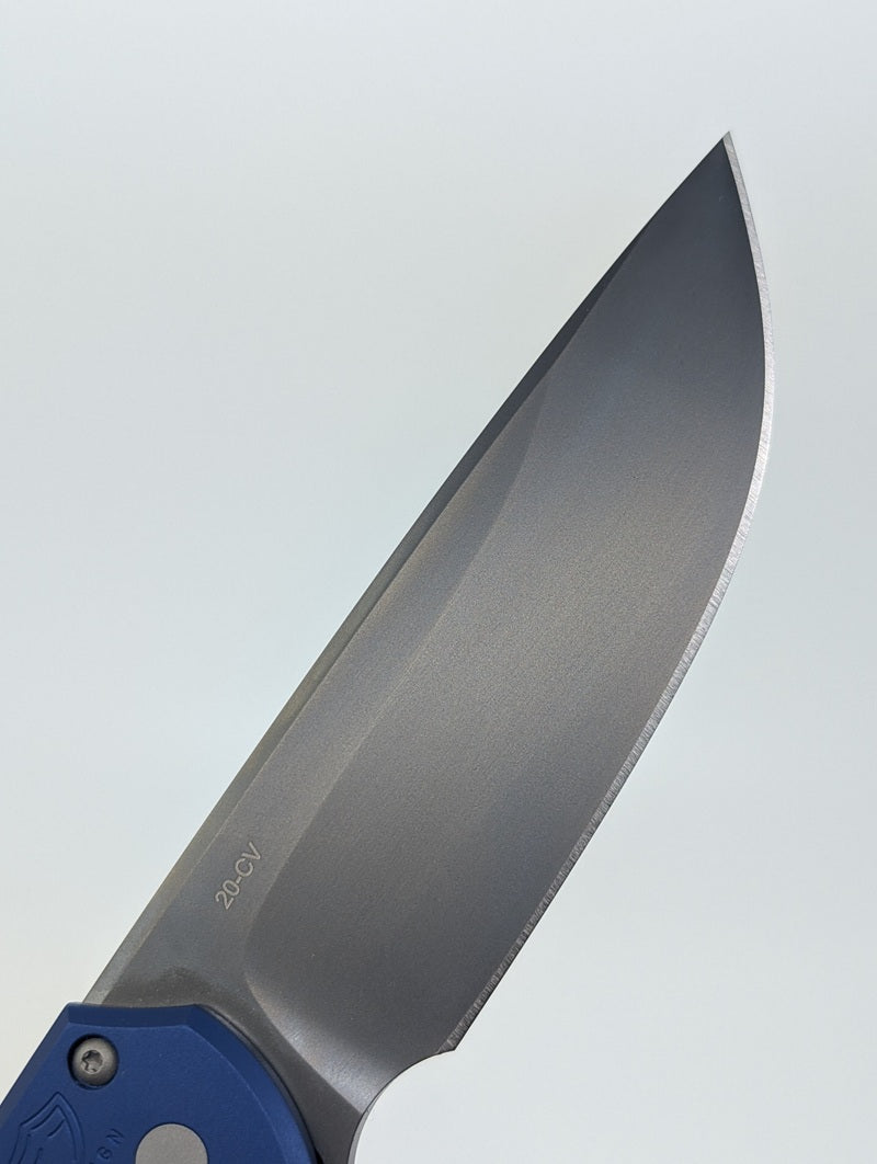 Protech Mordax Blue Aluminum DLC Smoky Grey 20-CV Buttonlock Folding Knife Blade Show Texas 2026 Exclusive