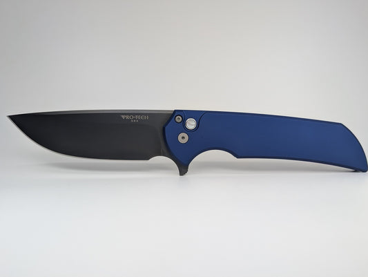 Protech Mordax Blue Aluminum DLC Smoky Grey 20-CV Buttonlock Folding Knife Blade Show Texas 2026 Exclusive
