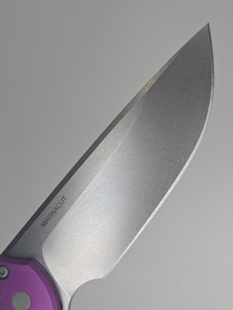 Protech Mordax Purple Stonewash Magnacut Button Lock Folding Knife