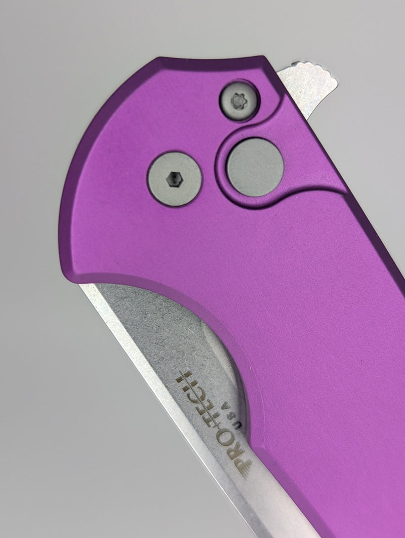 Protech Mordax Purple Stonewash Magnacut Button Lock Folding Knife