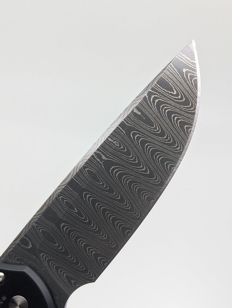 Protech Mordax USA 250th Vegas Forge Ladder Damascus Button Lock Folding Knife