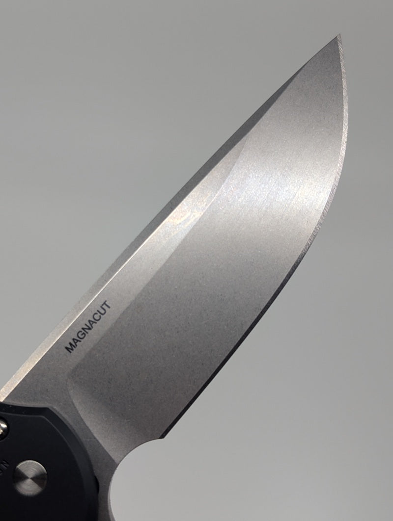 Protech Mordax Cast White Brass "USA 250th" design Magnacut Button Lock Folding Knife