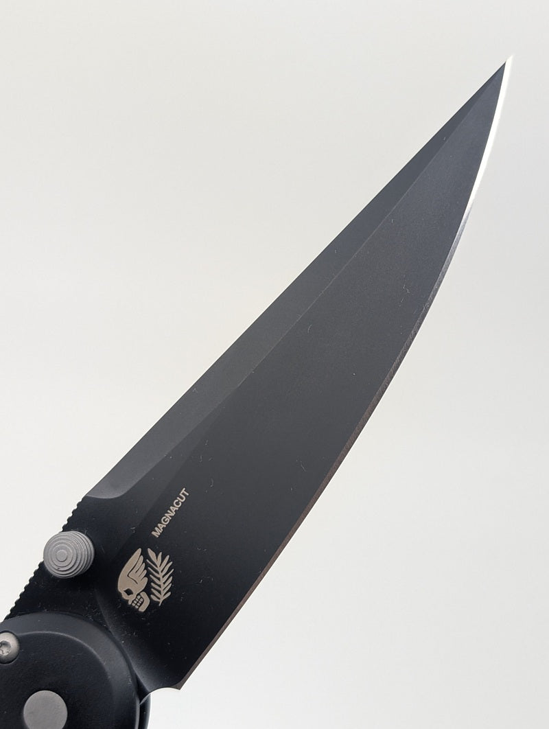 Protech x Peace Neighbor Avalon Black Thumbstud DLC Magnacut Buttonlock Folding Knife