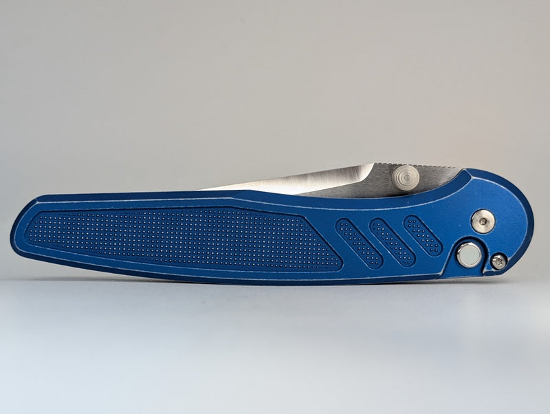 *Consignment* Protech x Peace Neighbor "Avalon" Blue Battleworn Magnacut Button Lock Folding Knife 2026 Exclusive