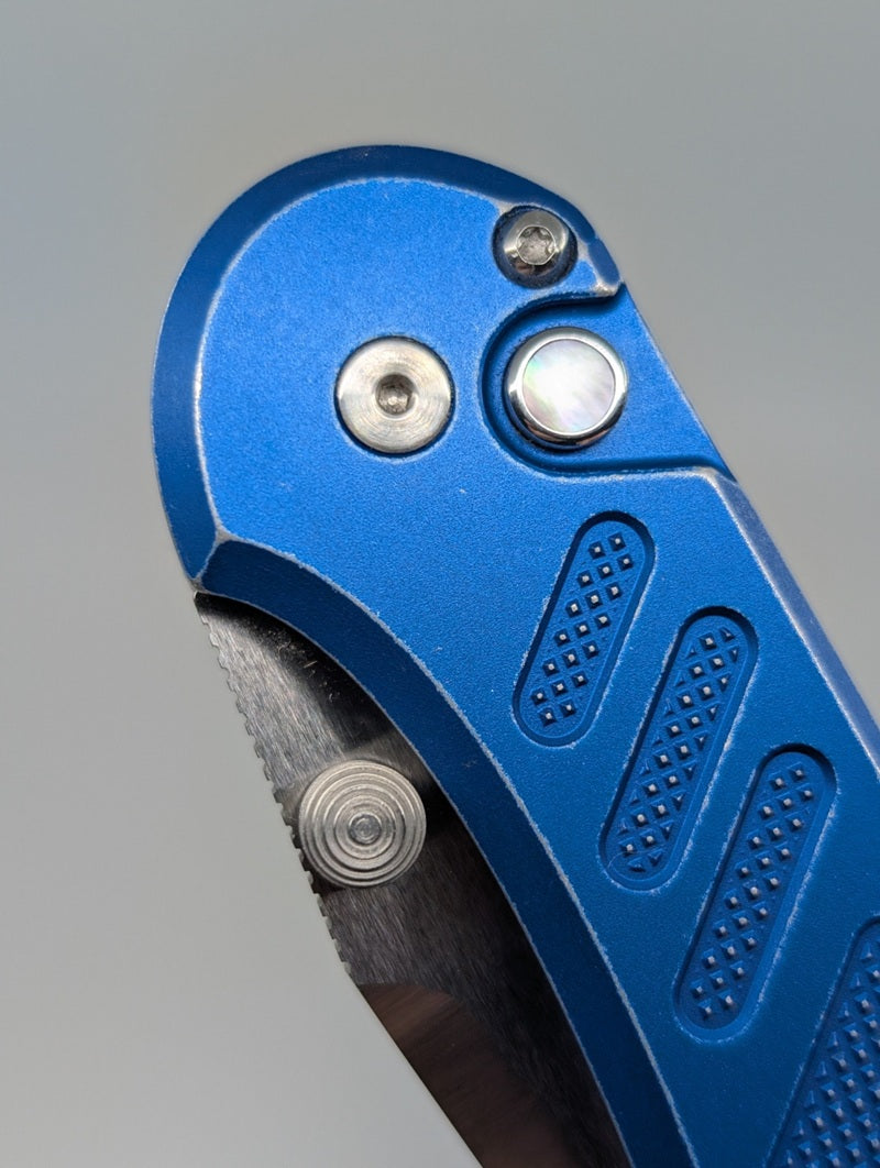 *Consignment* Protech x Peace Neighbor "Avalon" Blue Battleworn Magnacut Button Lock Folding Knife 2026 Exclusive