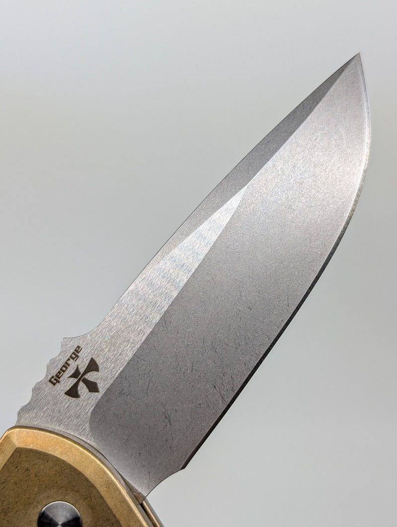 Protech Rockeye Custom ALBronze Handle Stonewash Blade Auto Folding Knife