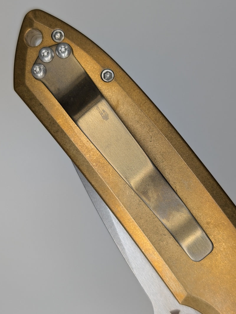 Protech Rockeye Custom ALBronze Handle Stonewash Blade Auto Folding Knife