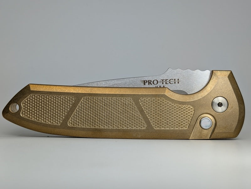 Protech Rockeye Custom ALBronze Handle Stonewash Blade Auto Folding Knife