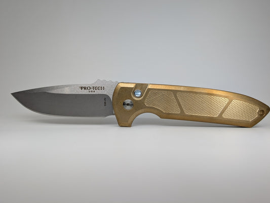 Protech Rockeye Custom ALBronze Handle Stonewash Blade Auto Folding Knife
