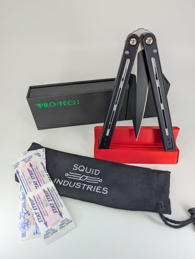 *Consignment* Protech x Squid Industries Fly Father 2 Black Live Blade Balisong