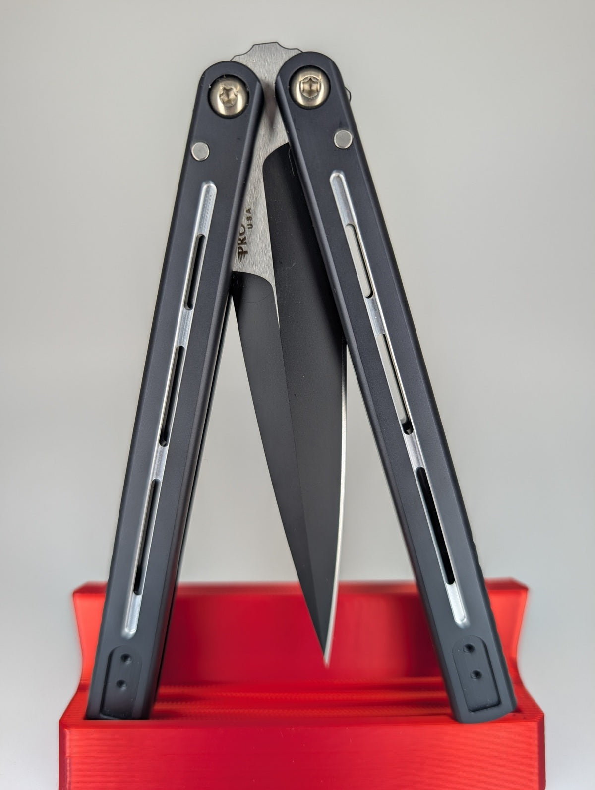 *Consignment* Protech x Squid Industries Fly Father 2 Black Live Blade Balisong