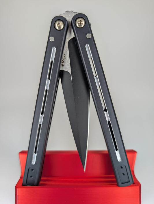*Consignment* Protech x Squid Industries Fly Father 2 Black Live Blade Balisong