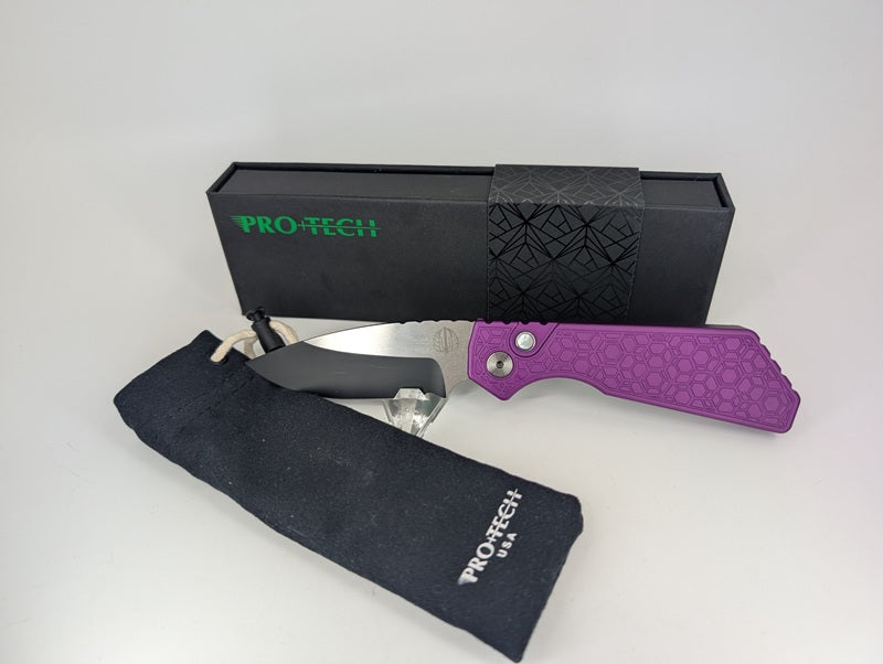 *Consignment* Protech x Strider PT+ Custom Purple Gridlock Magnacut Auto Folding Knife