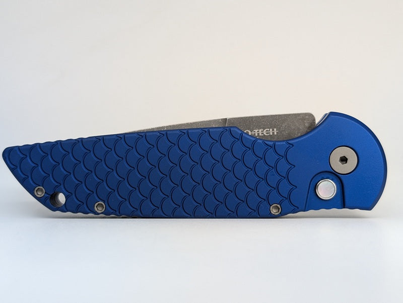 Protech Tactical Response 3 Blue Fish Scale Acid Wash 154-CM Auto Folding Knife