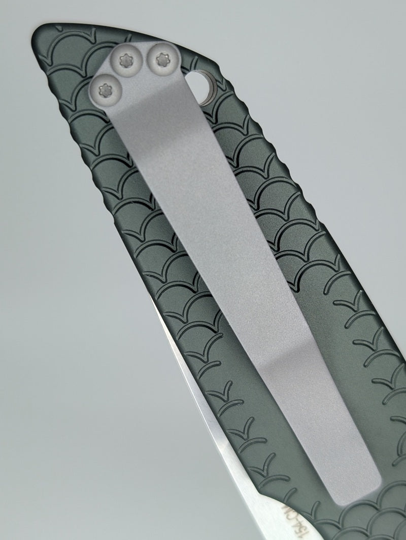 Protech Tactical Response 3 Green Fish Scale Clip Point Stonewash Blade Auto Folding Knife