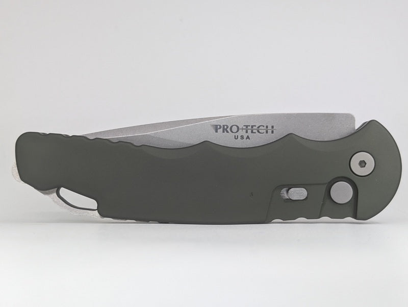 Protech Tactical Response 4 Green Aluminum MagnaMax Stonewash Auto Folding Knife