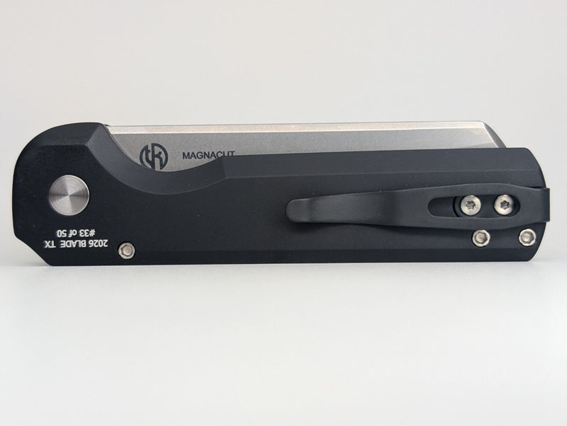 Protech x TuffKnives Slimfoot Black Aluminum Stonewash Magnacut Auto Folding Knife