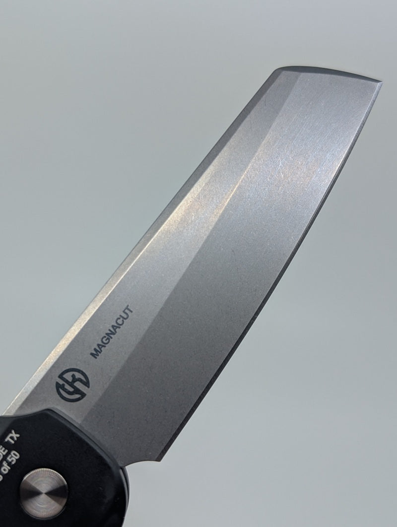 Protech x TuffKnives Slimfoot Black Aluminum Stonewash Magnacut Auto Folding Knife