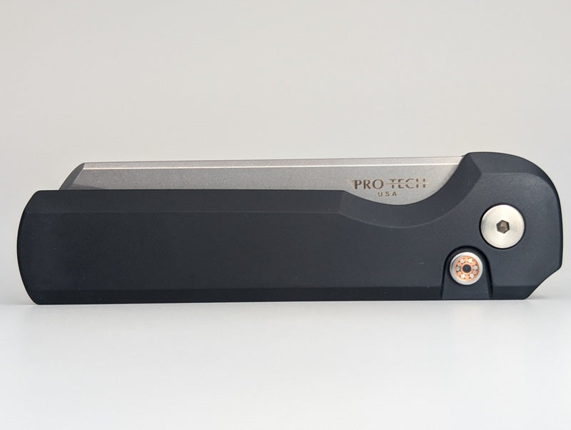 Protech x TuffKnives Slimfoot Black Aluminum Stonewash Magnacut Auto Folding Knife