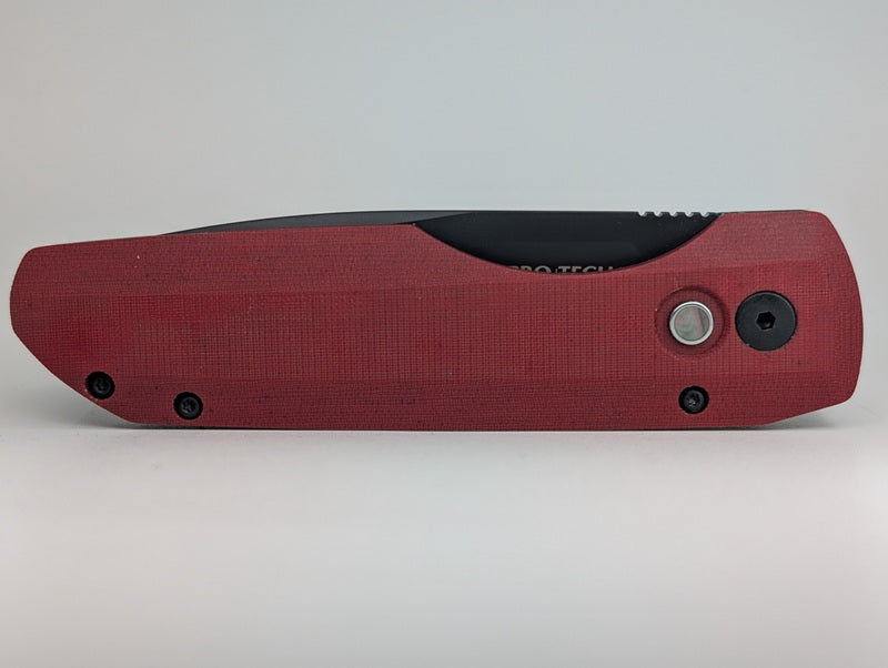 Protech x Vero Synapse Red Linen Micarta Buttonlock Folding Knife Show Exclusive