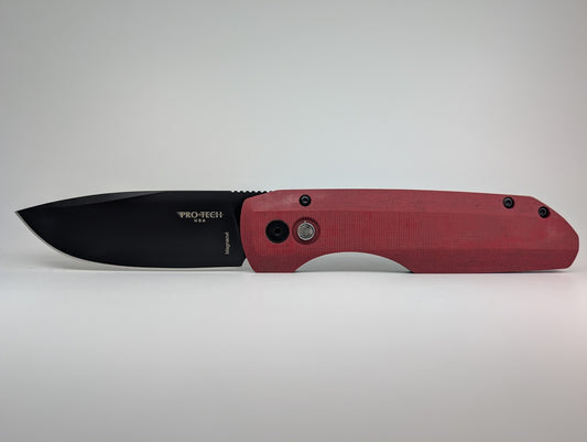Protech x Vero Synapse Red Linen Micarta Buttonlock Folding Knife Show Exclusive