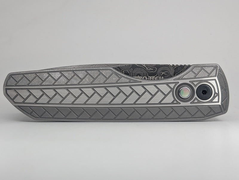 Protech x Vero Synapse 2 Custom Steel Herringbone w/ Raindrop Damascus Auto Folding Knife