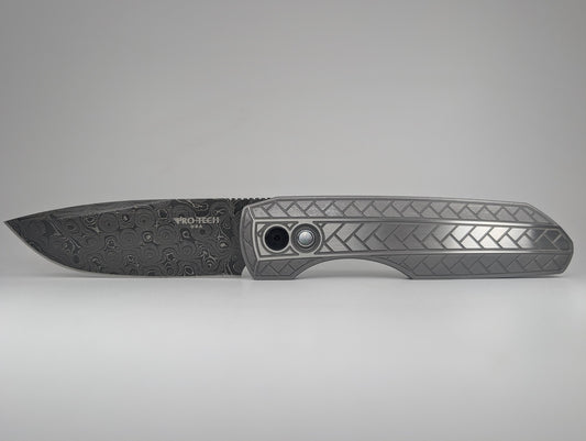 Protech x Vero Synapse 2 Custom Steel Herringbone w/ Raindrop Damascus Auto Folding Knife