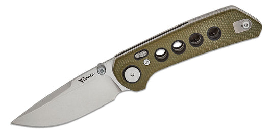 Reate PL-XT Green Micarta Black G10 Stonewashed Folding Knife