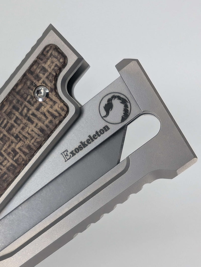 Reate EXO-Mini Burlap Micarta Stonewash Tanto Gravity Knife