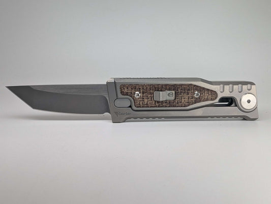 Reate EXO-Mini Burlap Micarta Stonewash Tanto Gravity Knife