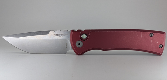 Protech Chaves Knives Collab "Redencion" Battleworn Red Stonewash S35-VN Pearl Button Auto Folder
