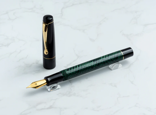 Rhys' Pieces Custom Fountain Pen - "Black Adder" | Handmade Fountain Pen w/ Vintage Cellulose Acetate