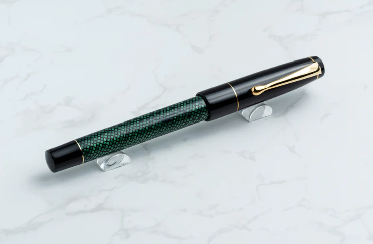 Rhys' Pieces Custom Fountain Pen - "Black Adder" | Handmade Fountain Pen w/ Vintage Cellulose Acetate