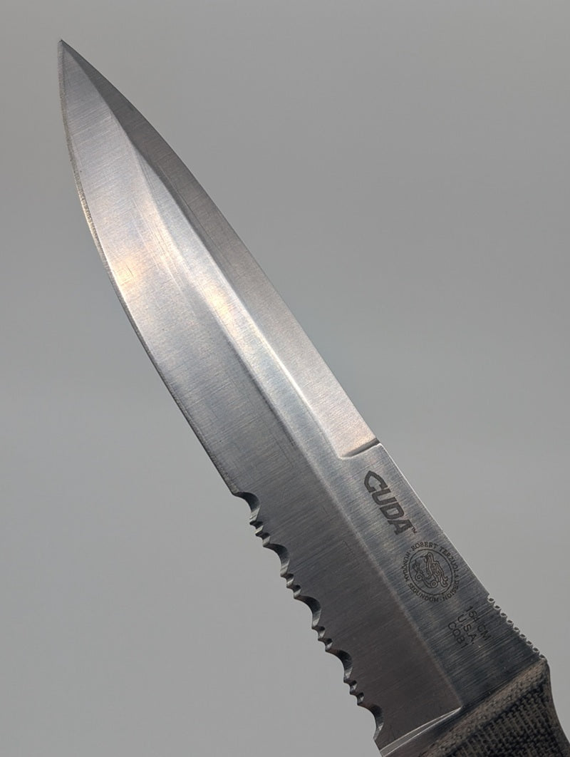 *Consignment* Robert Terzuola “Cuda” 154CM Partial Serrated Fixed Blade Knife