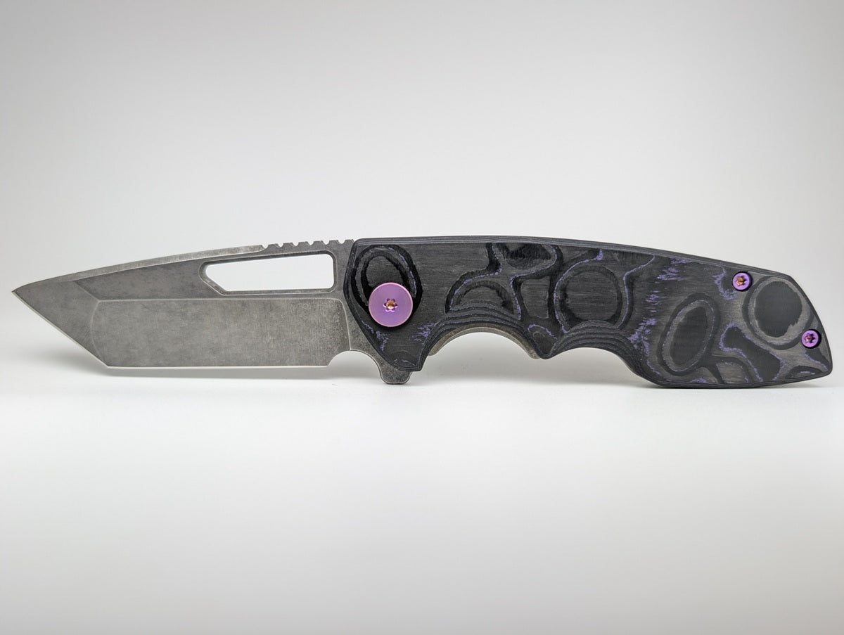*Consignment* Rosie's Rippers Custom Mini Reaper Camo Carbon Acidwashed Elmax Framelock Folding Knife