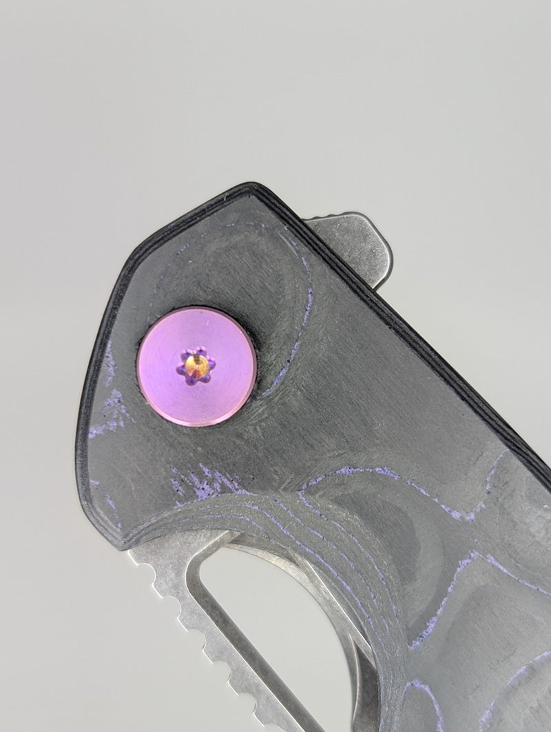 *Consignment* Rosie's Rippers Custom Mini Reaper Camo Carbon Acidwashed Elmax Framelock Folding Knife