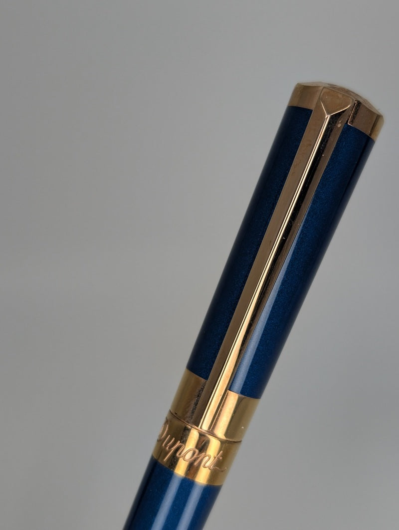 S.T. Dupont Liberte Blue / Gold Fountain Pen 14k Gold Medium Nib