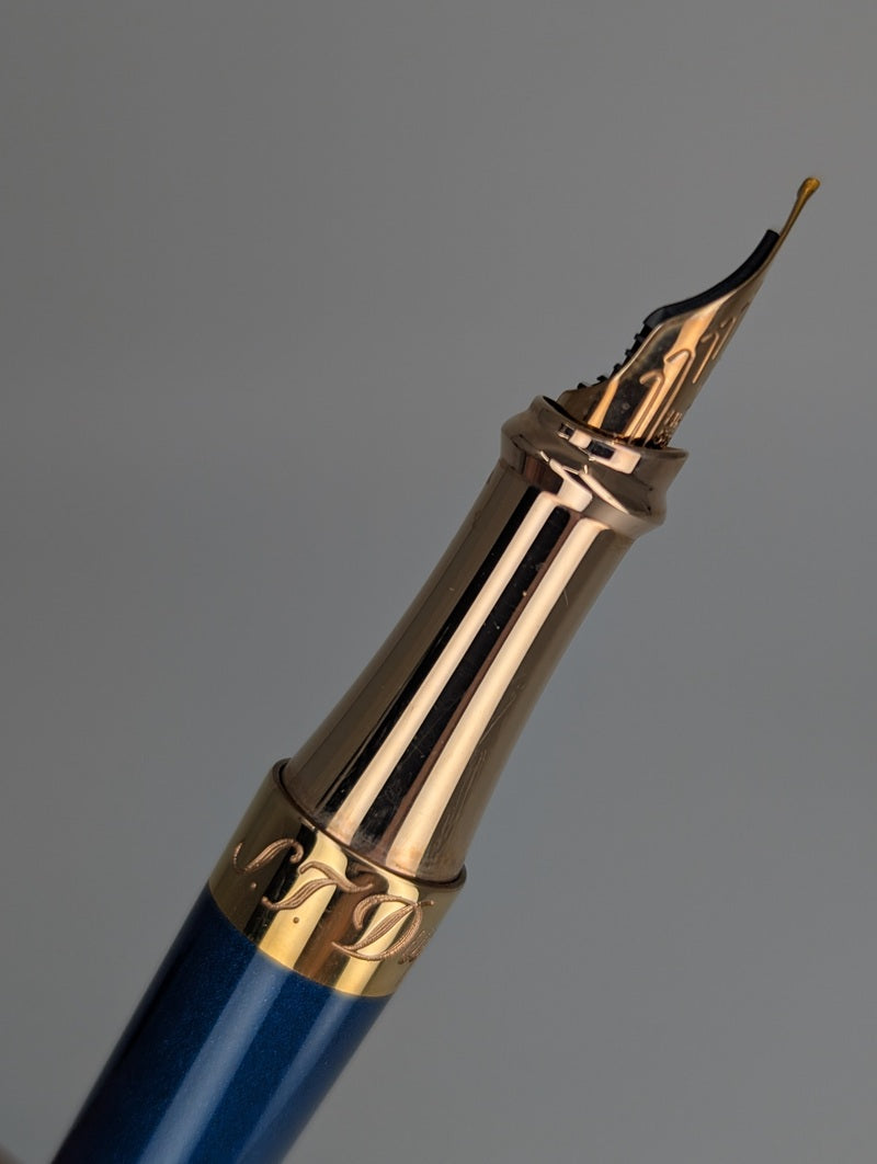 S.T. Dupont Liberte Blue / Gold Fountain Pen 14k Gold Medium Nib