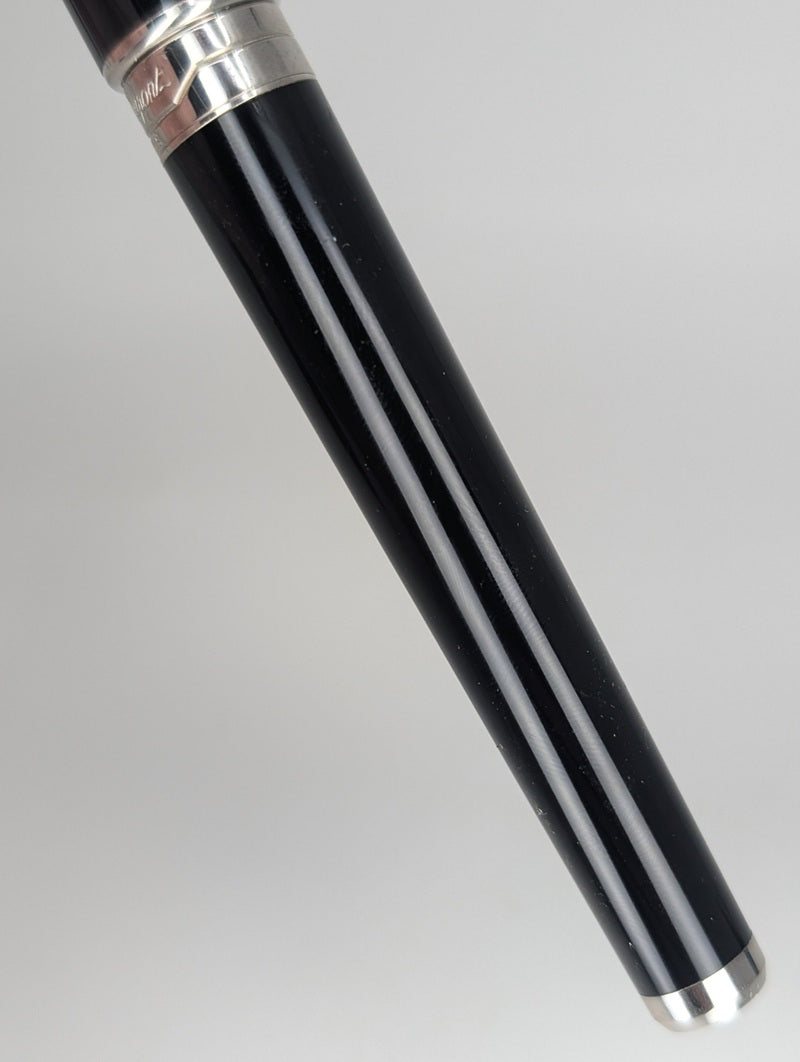 S.T. Dupont Olympio Laque De China Black & Palladium Fountain Pen 18k Gold Fine Nib