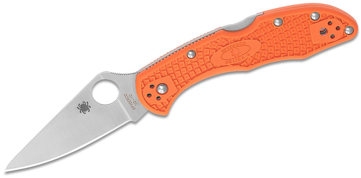 Spyderco Delica 4 Orange Flat Ground Plainedge