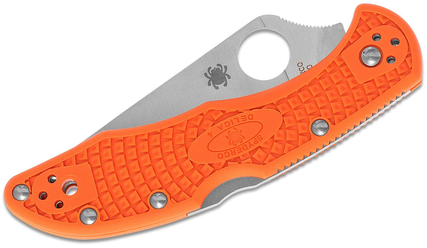 Spyderco Delica 4 Orange Flat Ground Plainedge