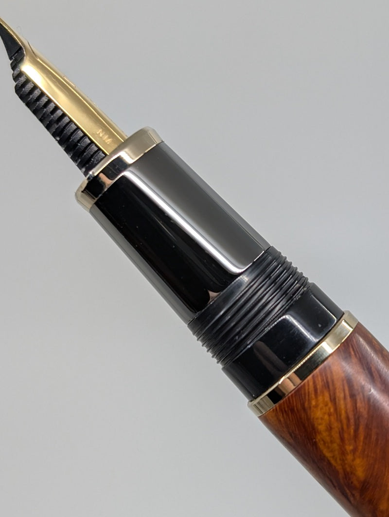 *Consignment* Sailor 90th Anniversary Mannenhitsu Doraku Light Briar Fountain Pen 21k Gold Naginata Medium Nib