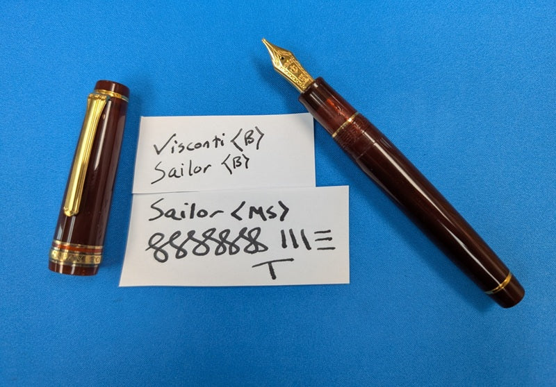 *Consignment* Sailor ProGear Maroon Fountain Pen 21k Gold Music Nib