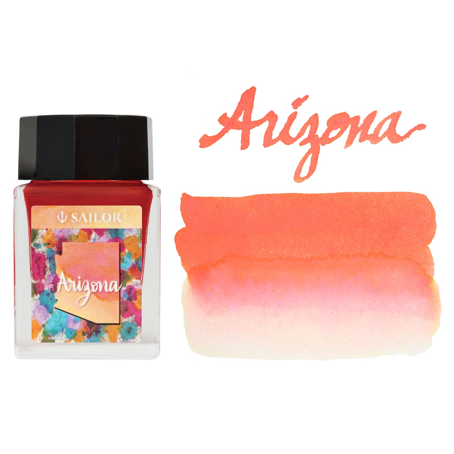 Sailor ink bottle with 'Arizona' color swatch on a white background