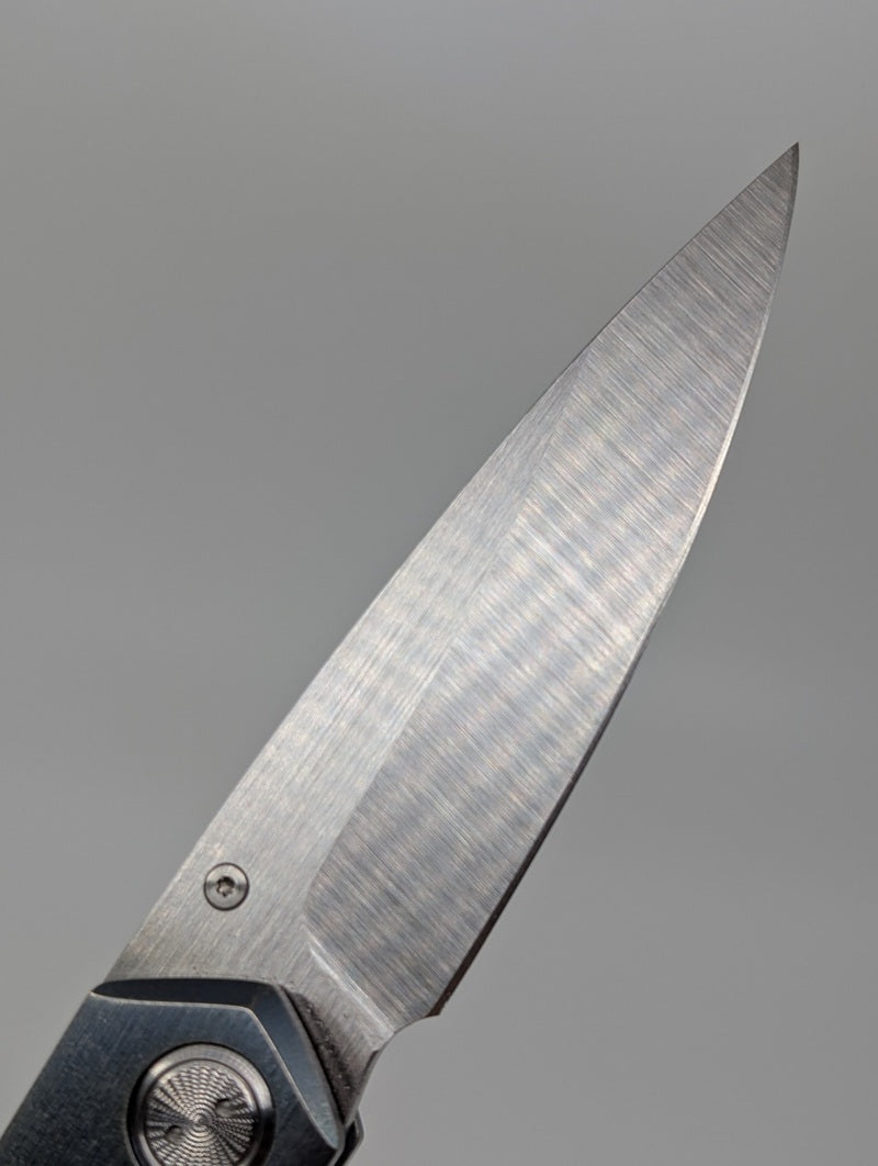 *Consignment* Sergey Rogovets iCePick Blue Anodized Titanium Frame Lock Folding Knife