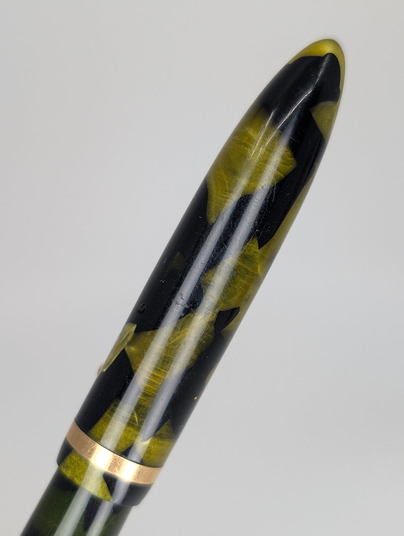*Consignment* Sheaffer Vintage 2 in 1 Fountain Pen / Pencil Green Black Marble Steel Fine Nib