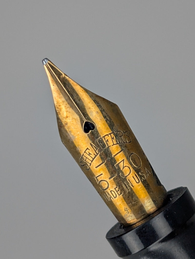 *Consignment* Sheaffer Vintage 2 in 1 Fountain Pen / Pencil Green Black Marble Steel Fine Nib