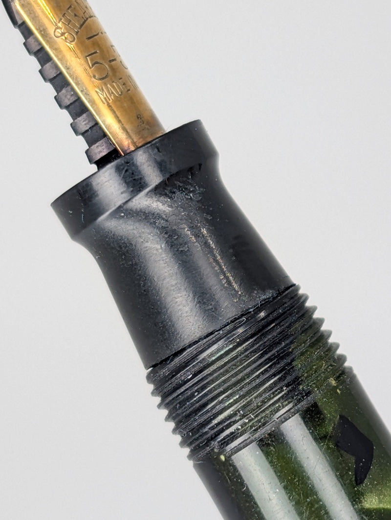 *Consignment* Sheaffer Vintage 2 in 1 Fountain Pen / Pencil Green Black Marble Steel Fine Nib