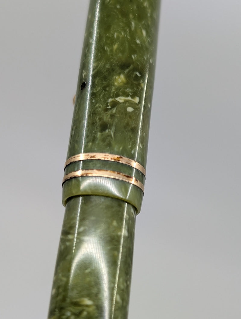 *Consignment* Sheaffer 1920's Flat Top Jade Fountain Pen Steel Fine Nib