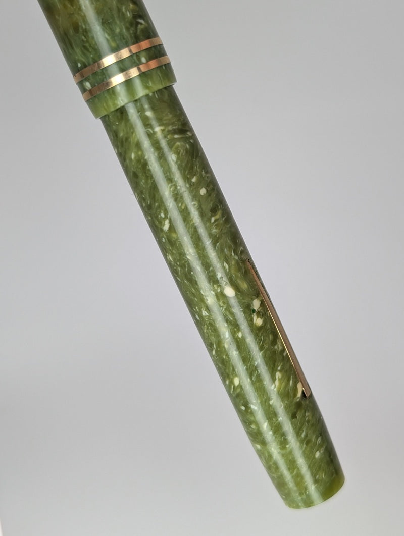 *Consignment* Sheaffer 1920's Flat Top Jade Fountain Pen Steel Fine Nib